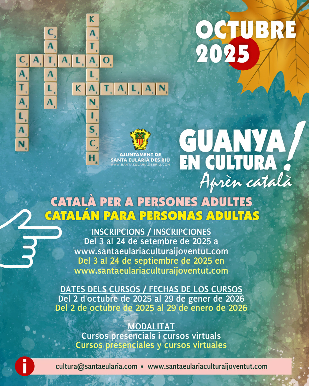 Santa Eulària obre una nova convocatòria de cursos de català per a adults, amb modalitat virtual o presencial.