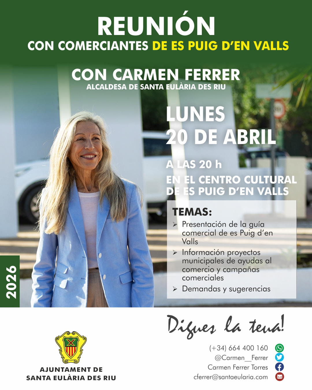 'Digues la teua' en es Puig d'en Valls con el sector comercial el próximo 20 de abril de 2026
