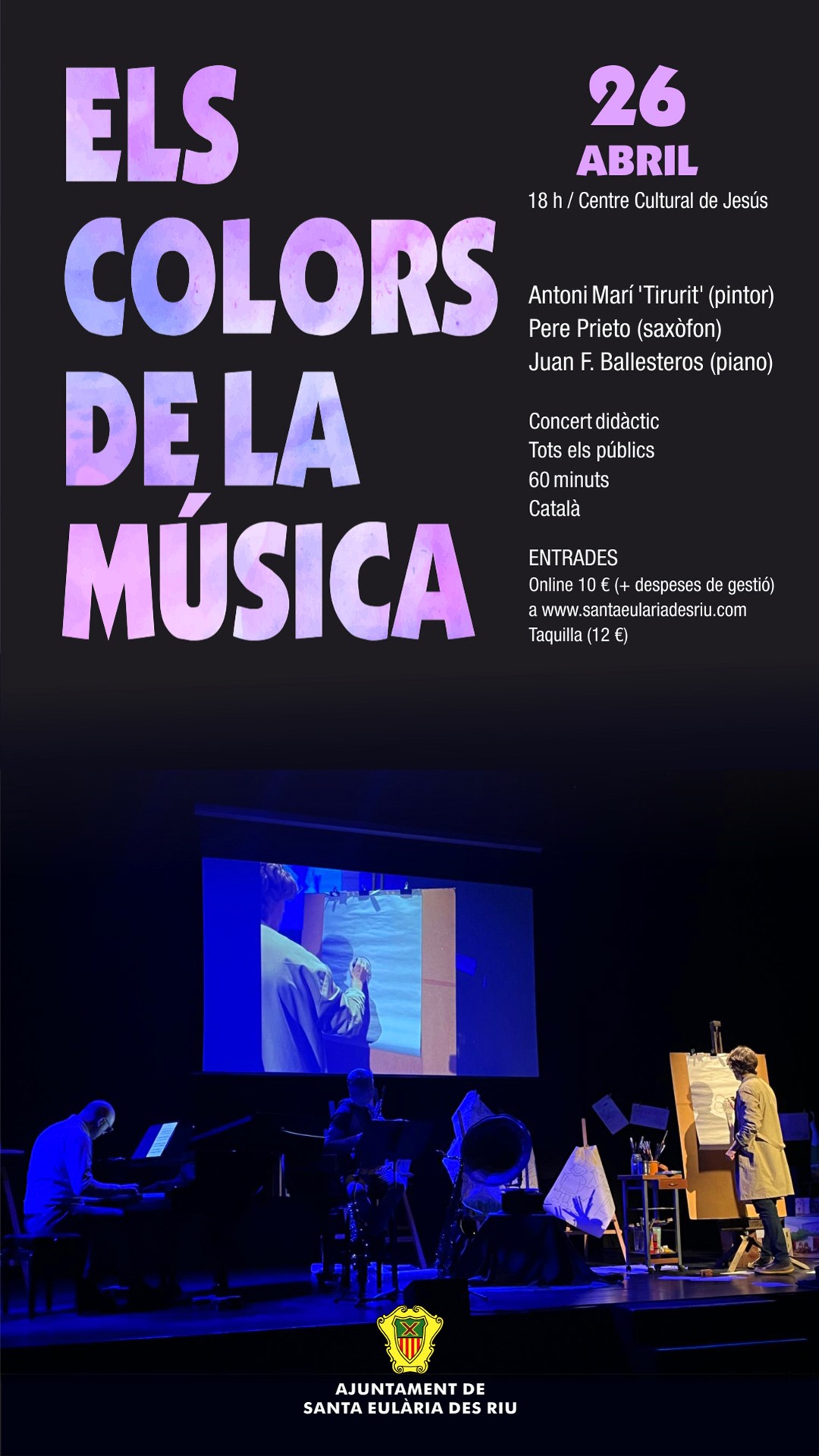 El Centre Cultural de Jesús acoge el espectáculo familiar ‘Els colors de la música’ el 26 de abril