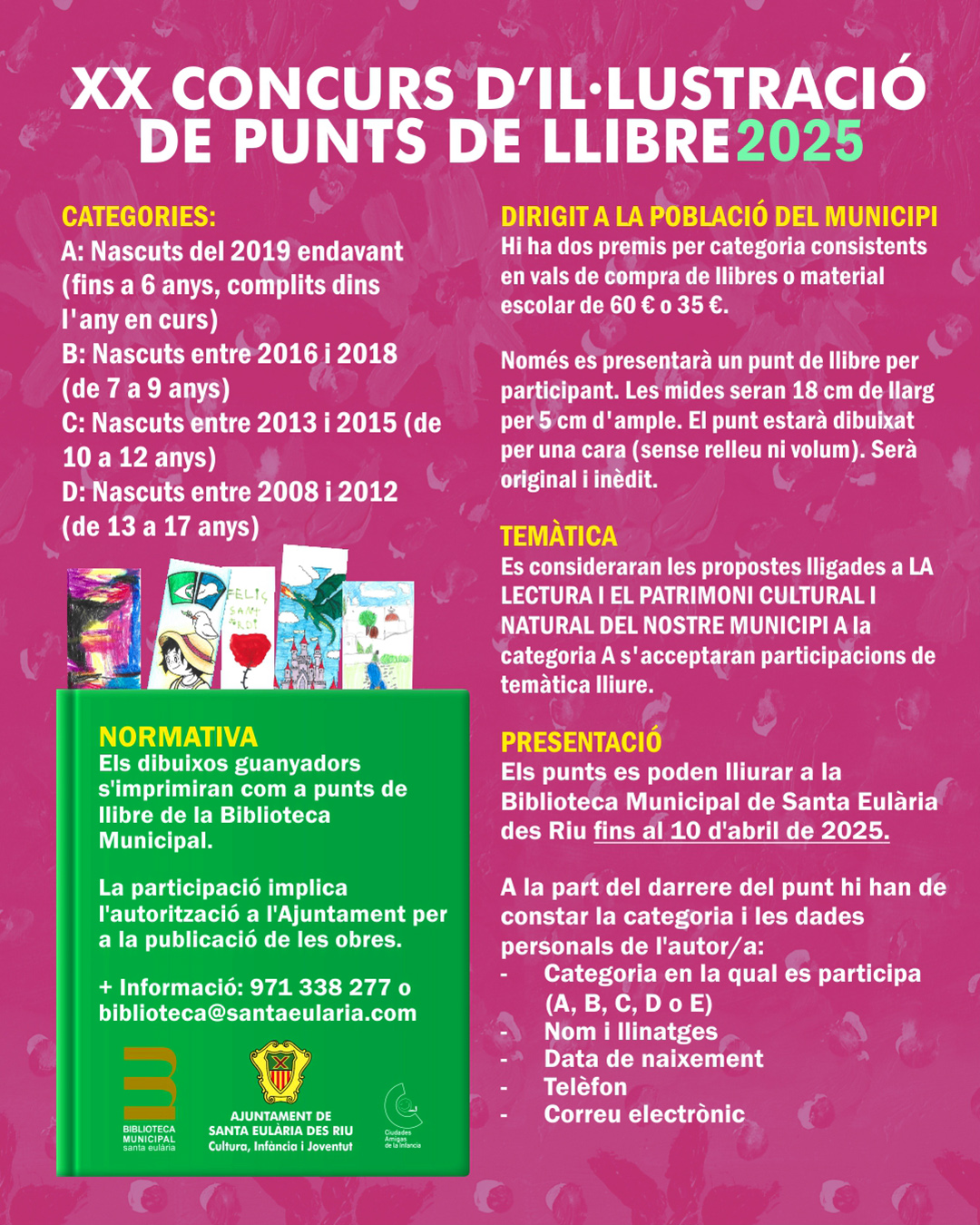 XX Concurs de punts de llibre de Santa Eulària: dona curs a la teva imaginació!