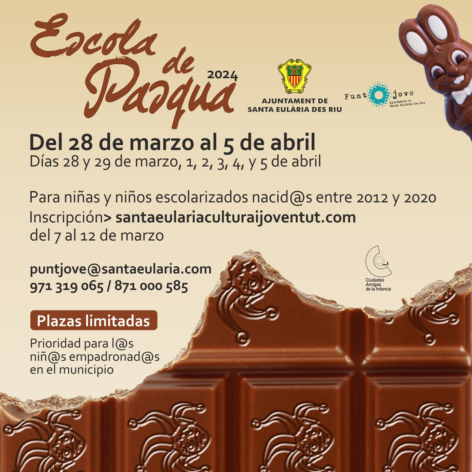 Demà s'obre el termini per a inscriure's a les Escoles de Pasqua per a facilitar la conciliació i que congelen el seu preu