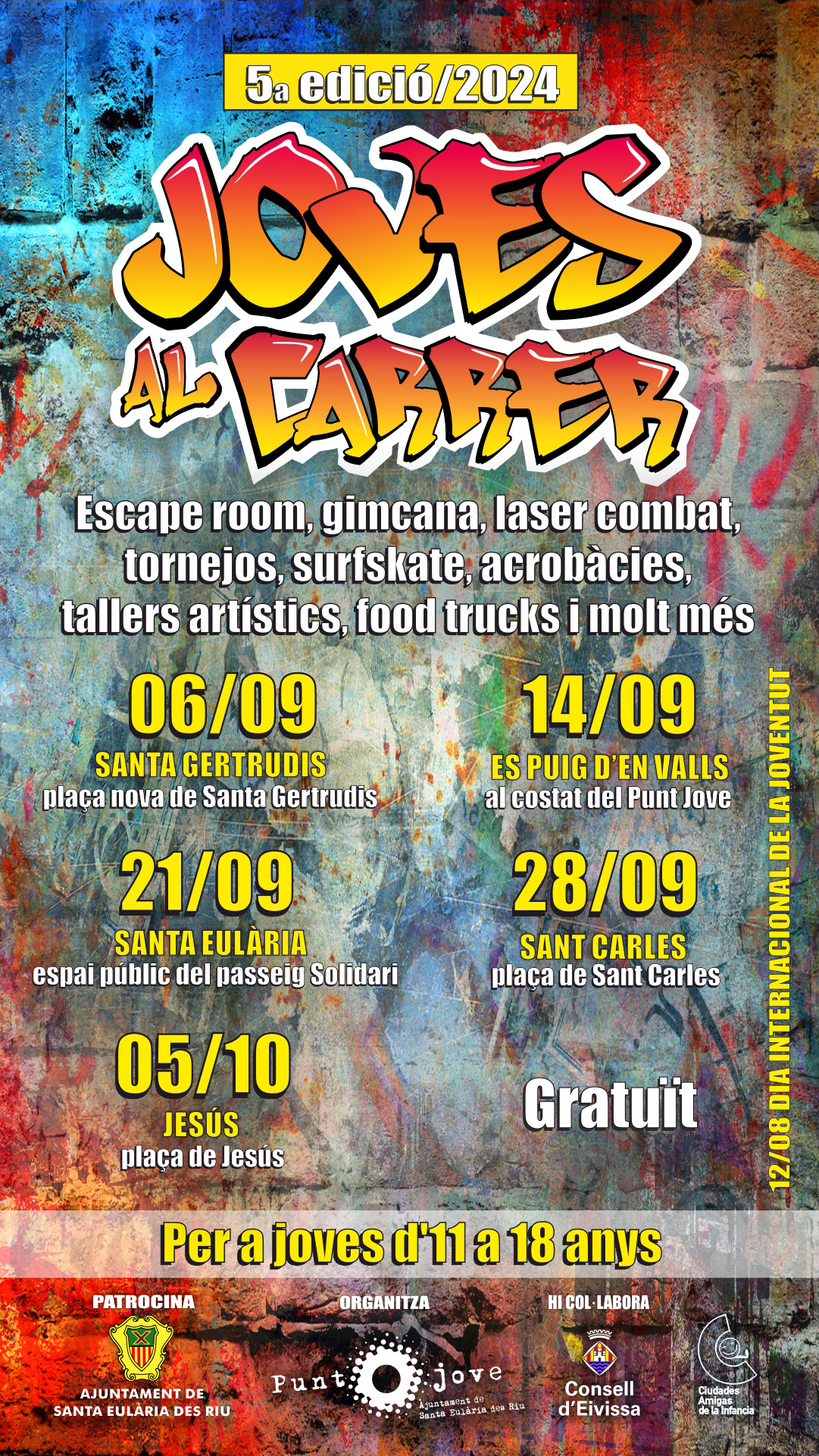 L'Ajuntament trasllada a setembre i octubre les activitats de Joves al Carrer per a evitar la temporada més calorosa