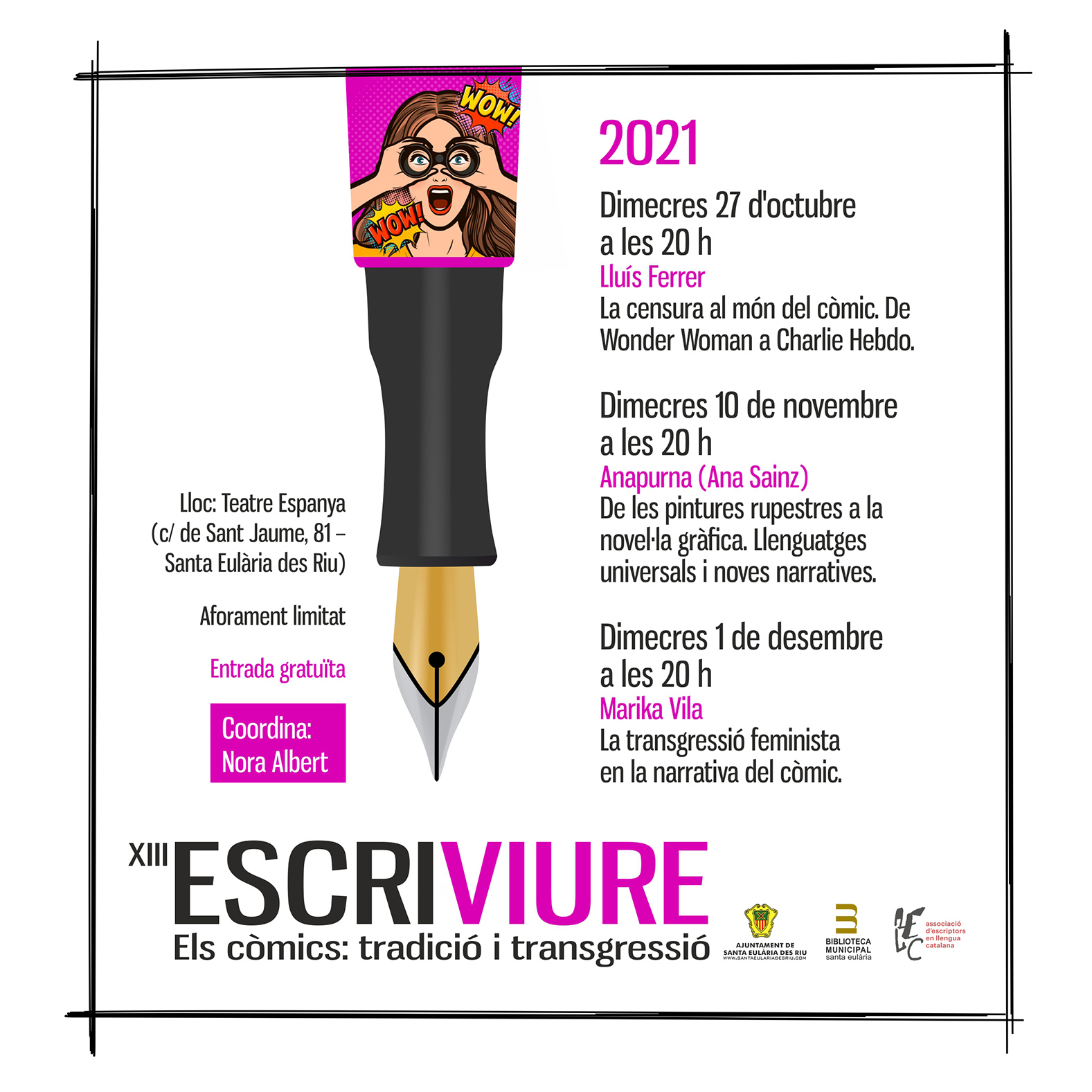El cicle de conferències ESCRIVIURE 2021 abordarà el món del còmic, des de la censura fins a la transgressió feminista