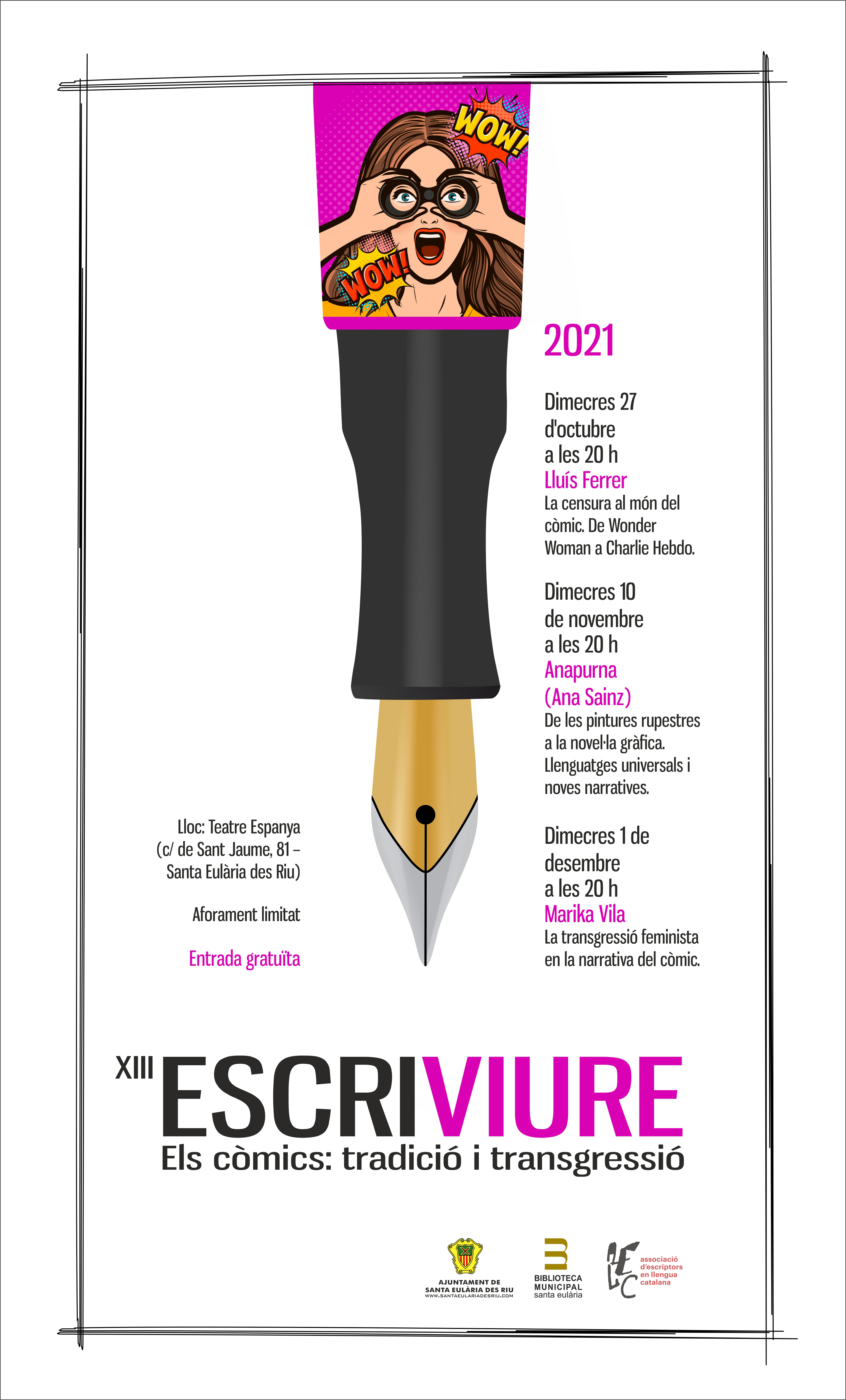 El cicle de conferències ESCRIVIURE 2021 abordarà el món del còmic, des de la censura fins a la transgressió feminista
