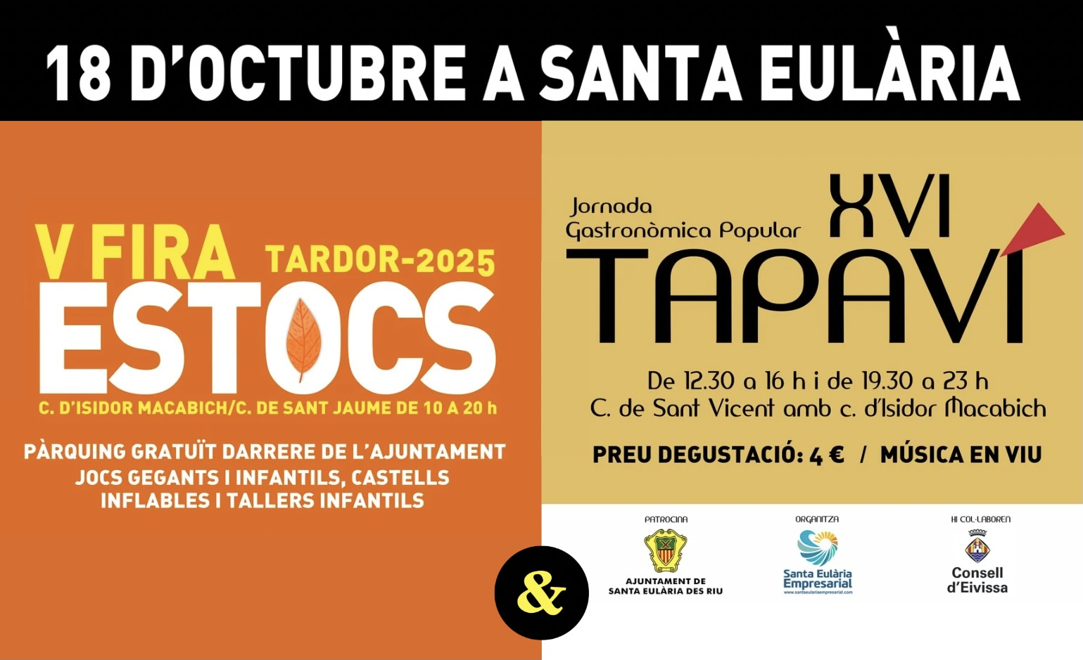 Tapaví i Fira d'Estocs tornen a unir-se a Santa Eulària el pròxim 18 d'octubre
