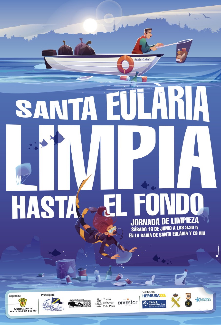 L'Ajuntament organitza aquest dissabte la neteja de l'espai marí de la badia de Santa Eulària