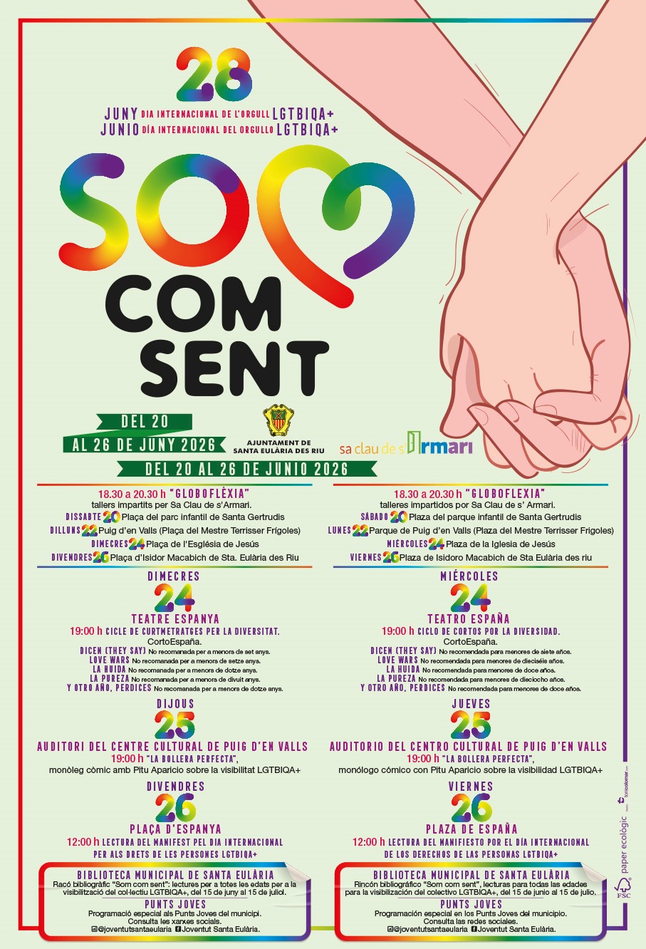 Santa Eulària se suma al Día Internacional del Orgullo LGTBIQA+ con una programación especial de actos