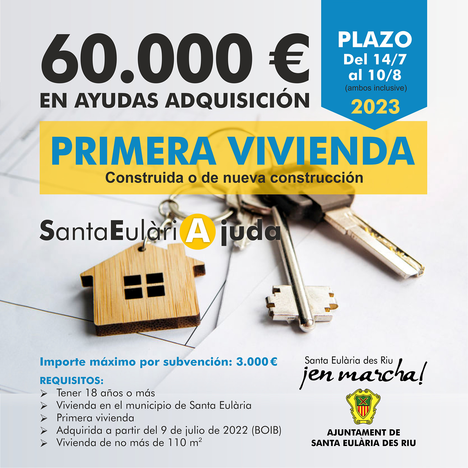 Abierto hasta el 10 de agosto el plazo para pedir hasta 3.000 euros para aliviar los gastos derivados de la compra de la primera vivienda (2)