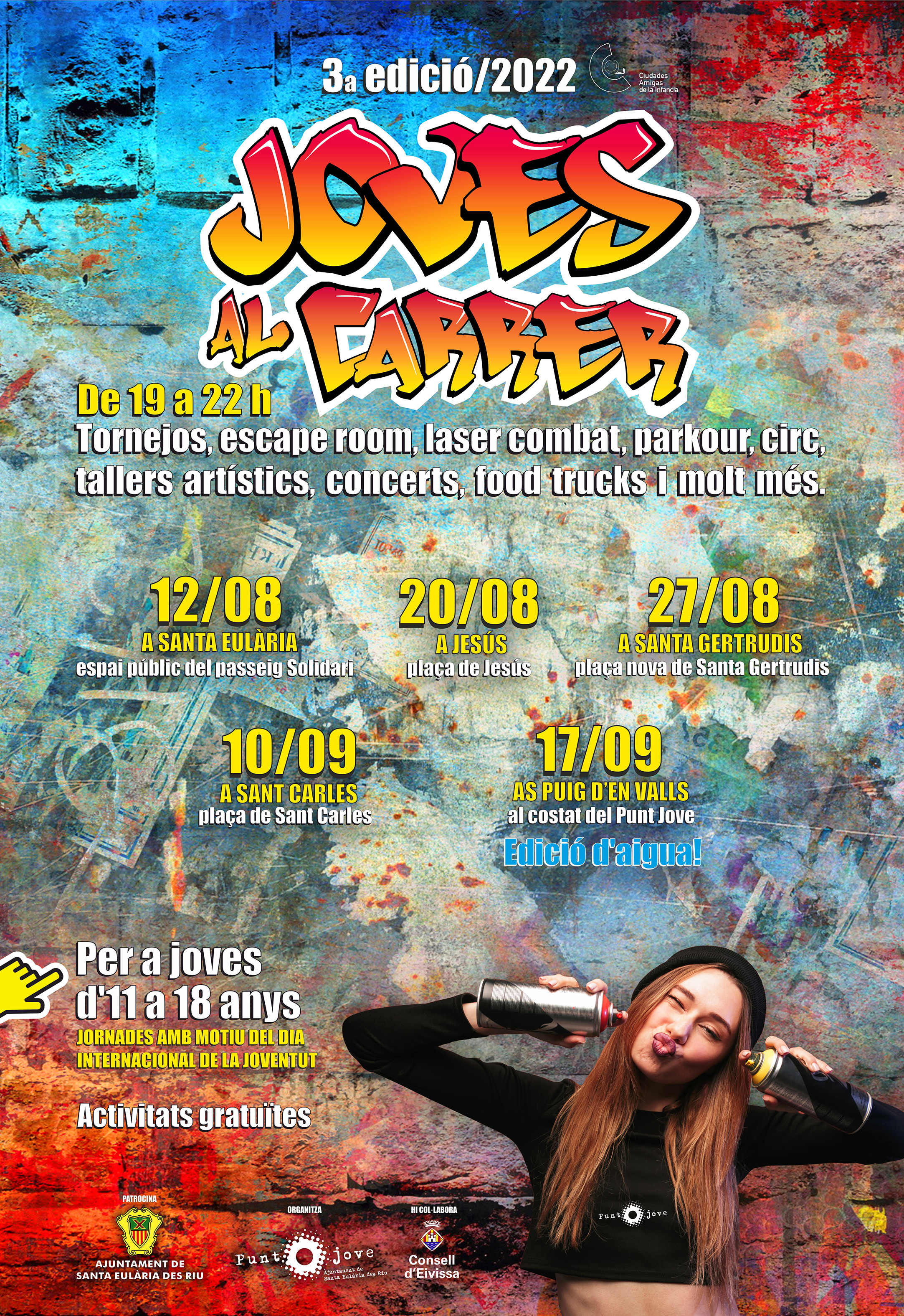 El primer ‘Joves al Carrer’ de 2022 tendrá lugar este viernes en Santa Eulària en el Paseo Solidario y las pistas polideportivas de la calle Sant Joan