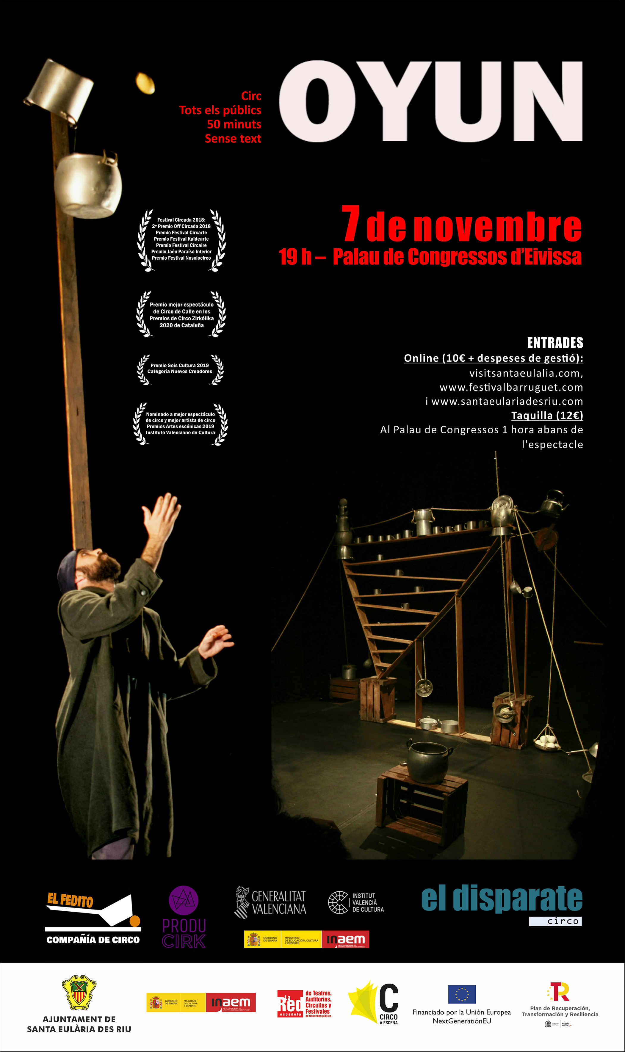 El Fedito arriba a Santa Eulària amb l'espectacle de circ ‘Oyun’ i un taller d'iniciació als malabars