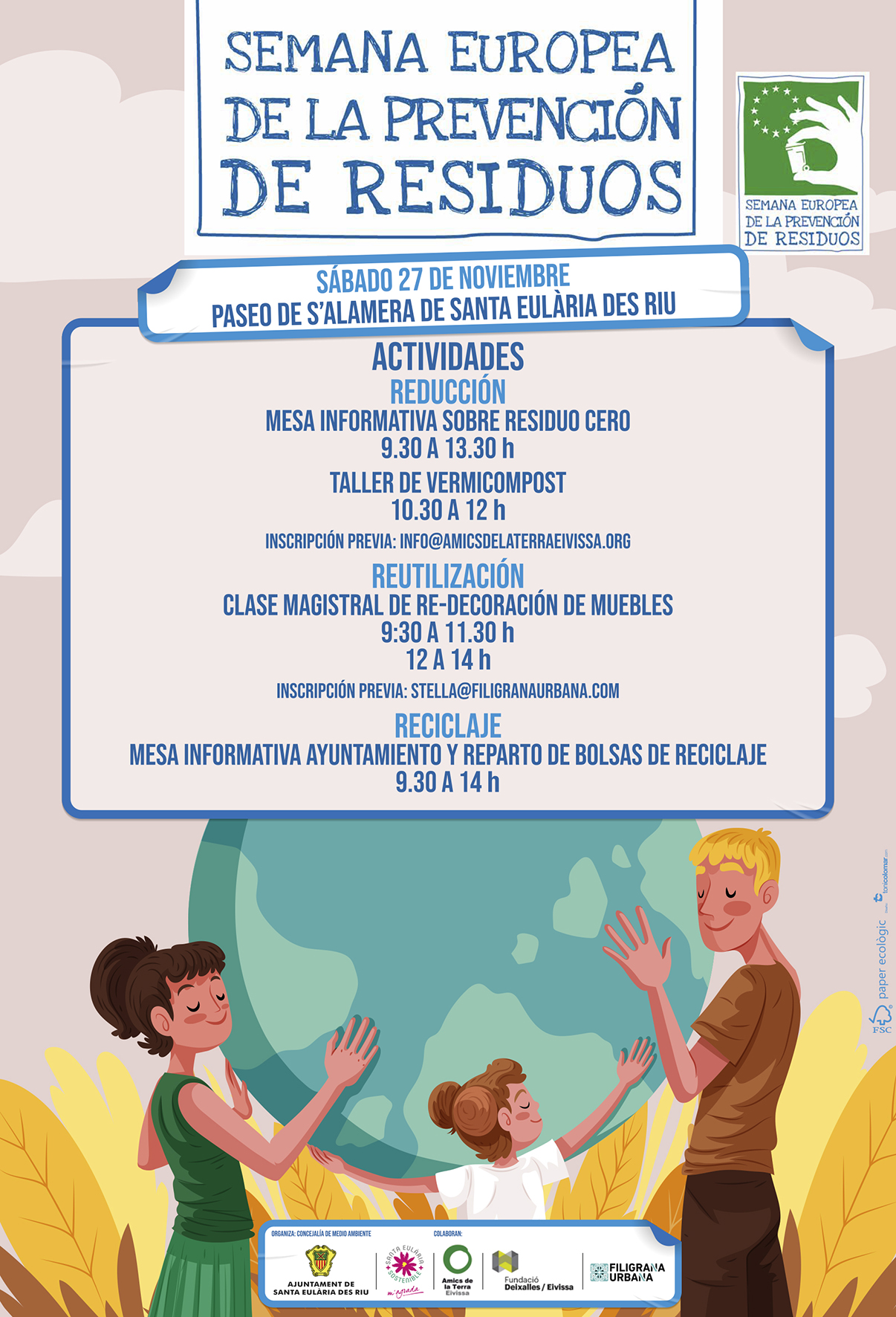Talleres de reducción, reutilización y reciclaje en el passeig de s’Alamera con motivo de la Semana Europea de la Prevención de Residuos