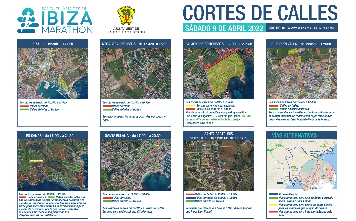 Afeccions viàries durant la celebració de la prova Santa Eulària-Ibiza Marathon