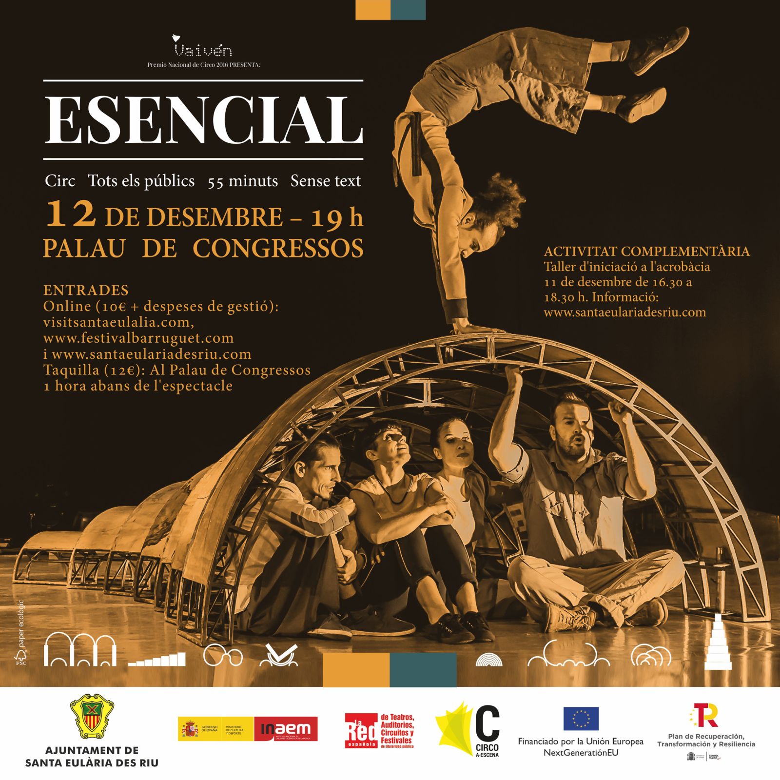 Taller gratuït d’acrobàcies previ a l’arribada d’Esencial, espectacle de circ amb tints poètics