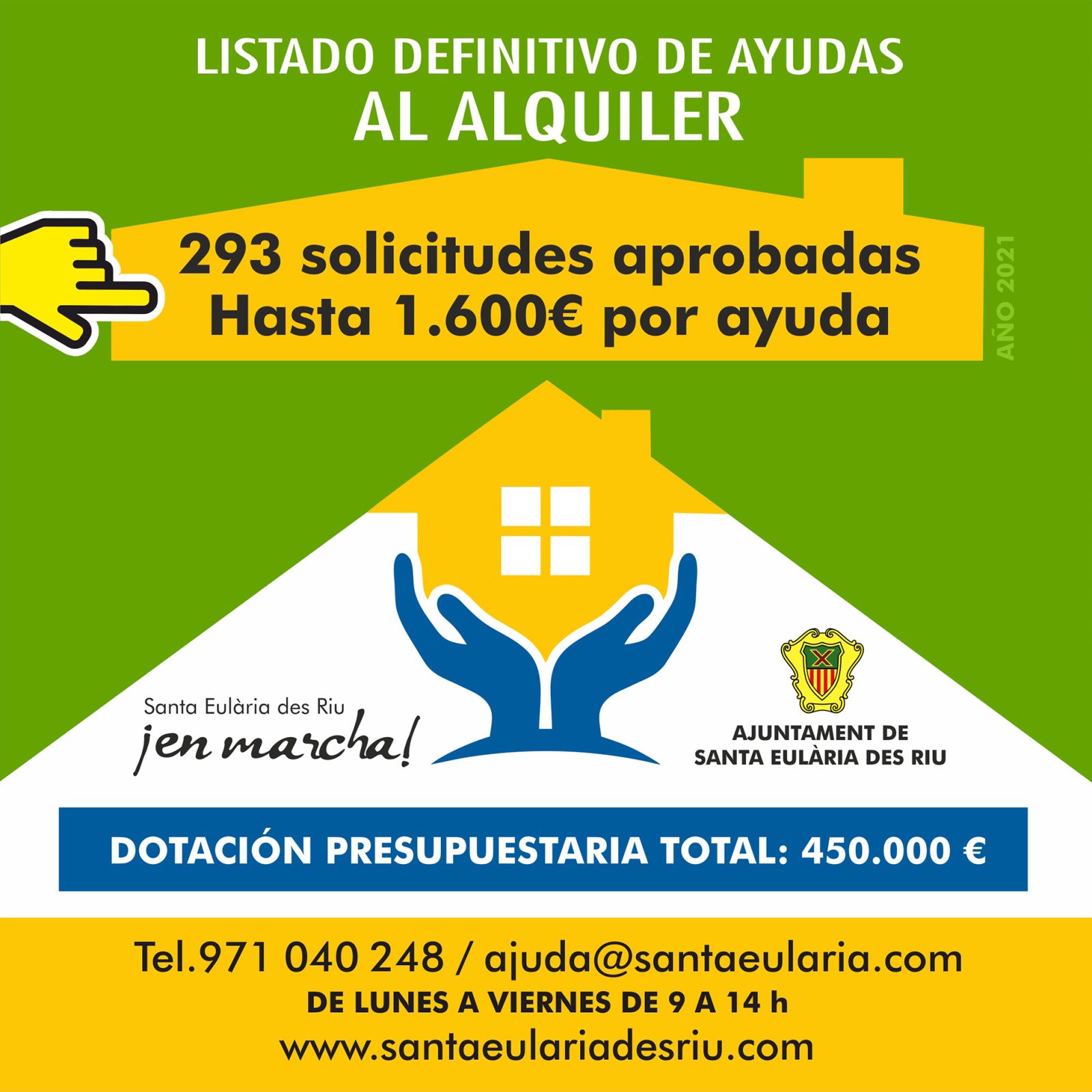 Santa Eulària des Riu empezará a pagar estos días 300 ayudas al alquiler de hasta 1.600 euros
