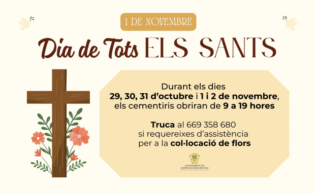 Ampliación del horario de los cementerios de Santa Eulària con motivo del Día de Todos los Santos