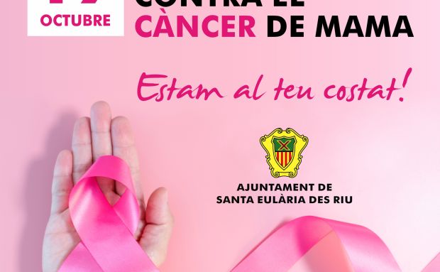 Taules informatives i llums roses a Santa Eulària per commemorar el Dia Mundial del Càncer de Mama