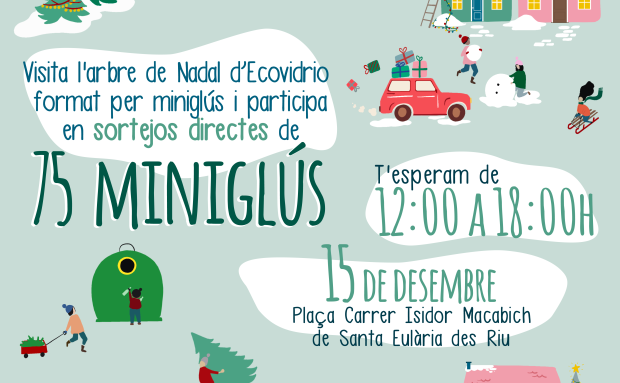 Ecovidrio i Santa Eulària des Riu impulsen el reciclatge d'envasos de vidre durant el Nadal amb un arbre format per miniglús