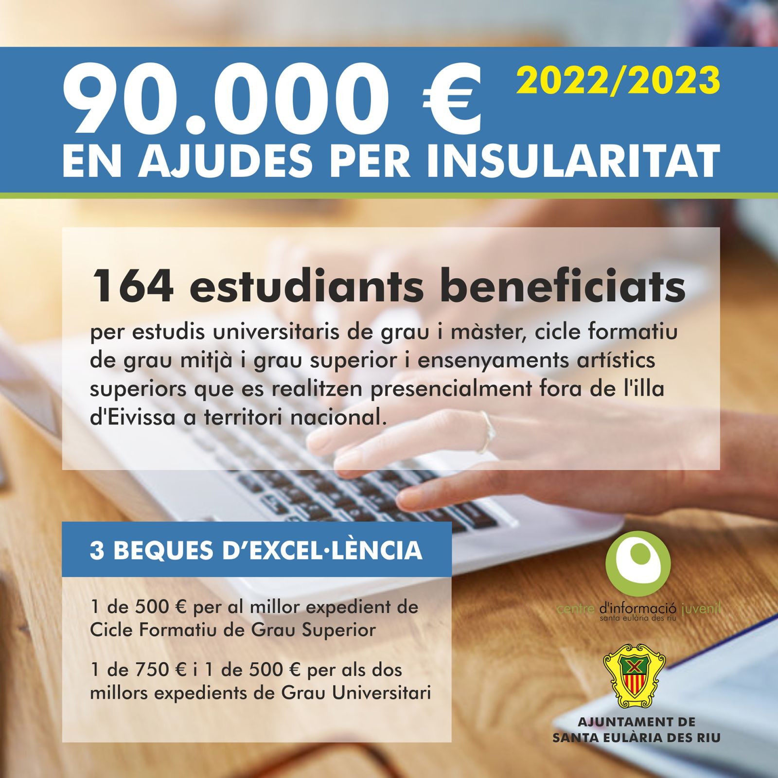 Santa Eulària des Riu concedeix ajudes a 164 famílies d'estudiants desplaçats fora de l'illa per al curs 2022-23