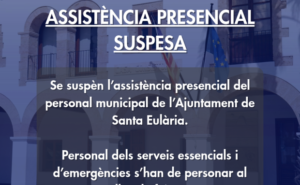 El Ayuntamiento de Santa Eulària suspende la asistencia presencial del personal municipal por la alerta roja por lluvias y tormentas