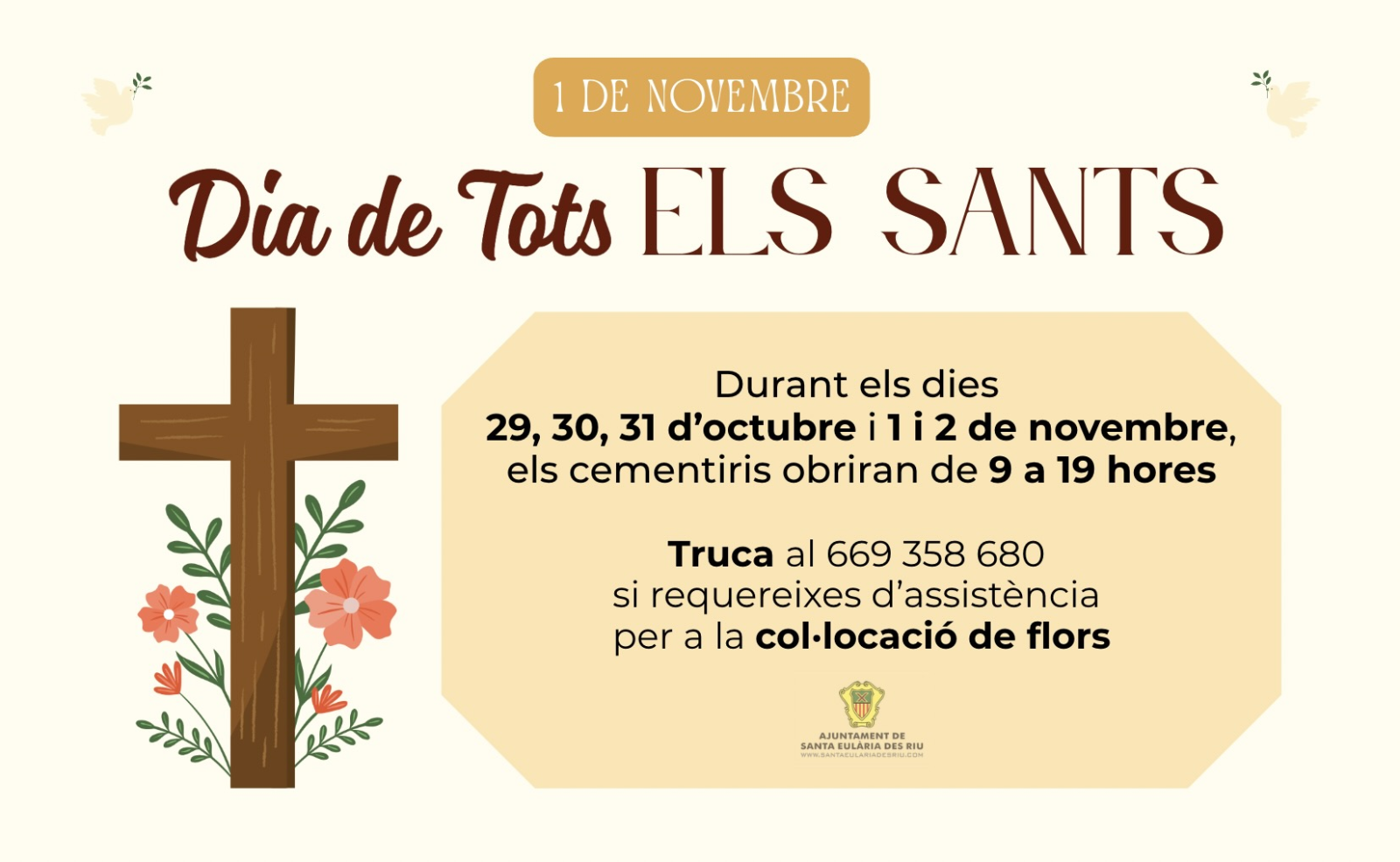 Ampliación del horario de los cementerios de Santa Eulària con motivo del Día de Todos los Santos