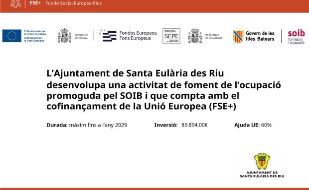 L’Ajuntament de Santa Eulària des Riu desenvolupa una activitat de foment de l’ocupació promoguda pel SOIB