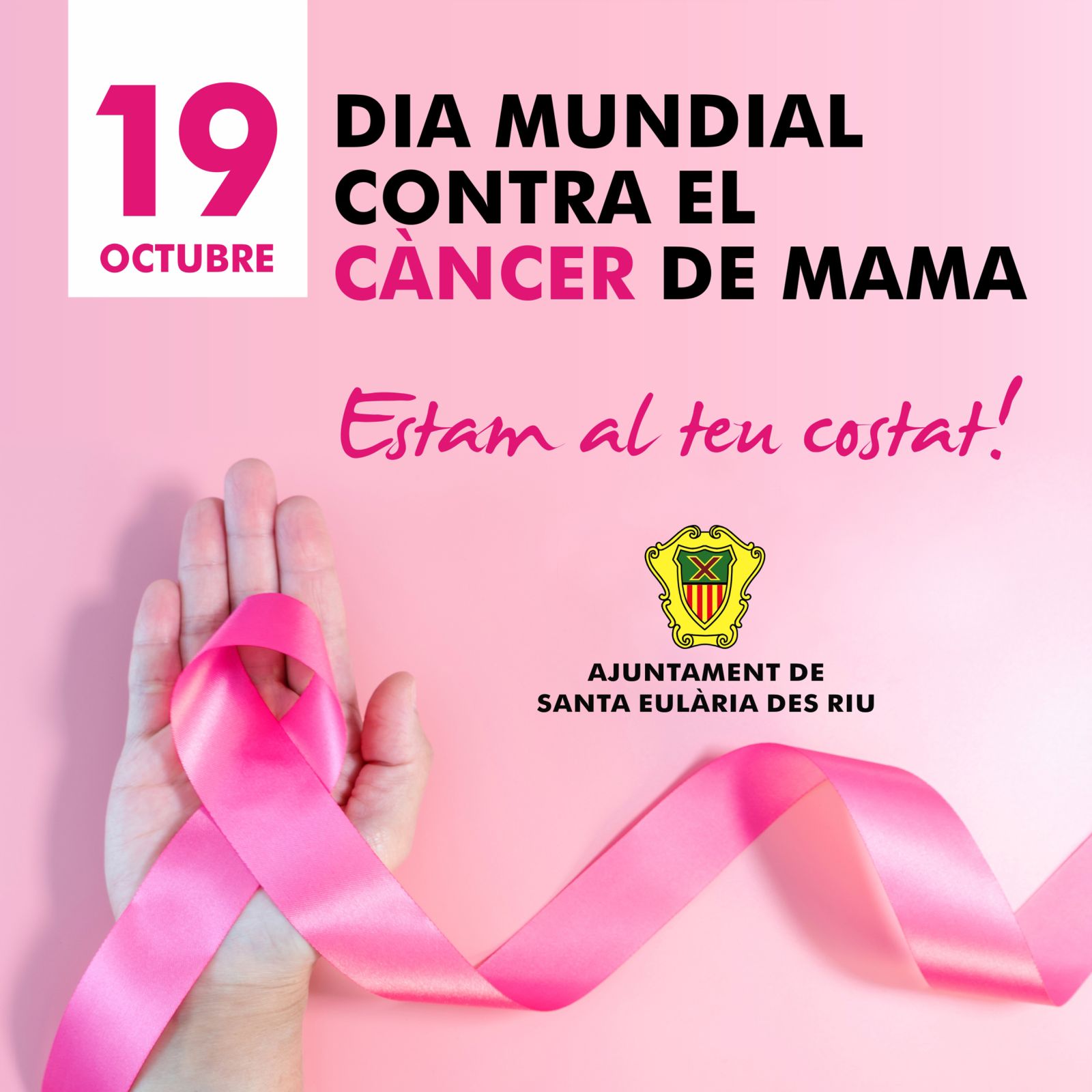 Taules informatives i llums roses a Santa Eulària per commemorar el Dia Mundial del Càncer de Mama