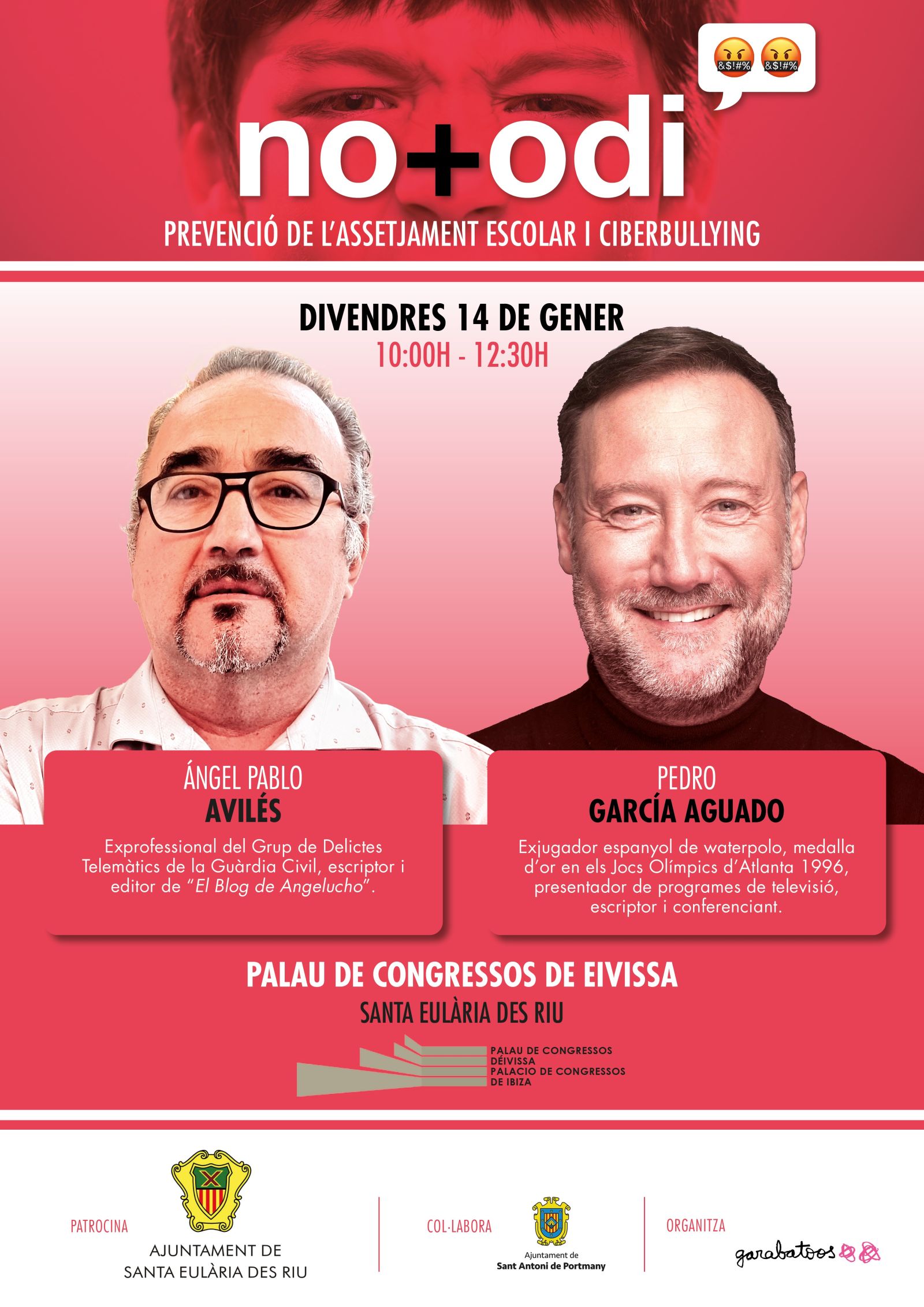 Jornada per a estudiants contra l'assetjament escolar i el ‘cyberbulling’ a Santa Eulària amb Pedro García Aguado i Ángel Avilés