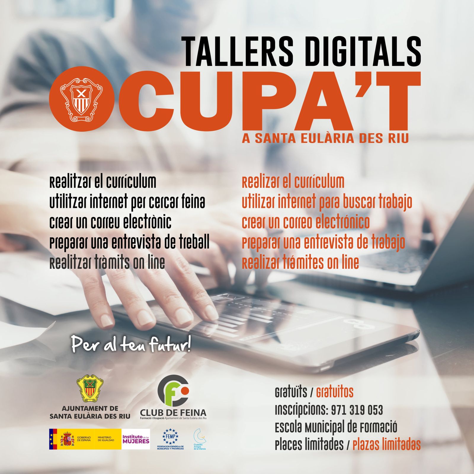 El Club de Feina organitza tallers gratuïts d'habilitats digitals bàsiques i per millorar les estratègies de les pimes i emprenedors