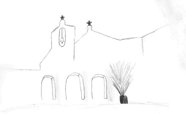 Un perfil de l'església de Sant Carles, guanyador del concurs de dibuix de les festes de 2021